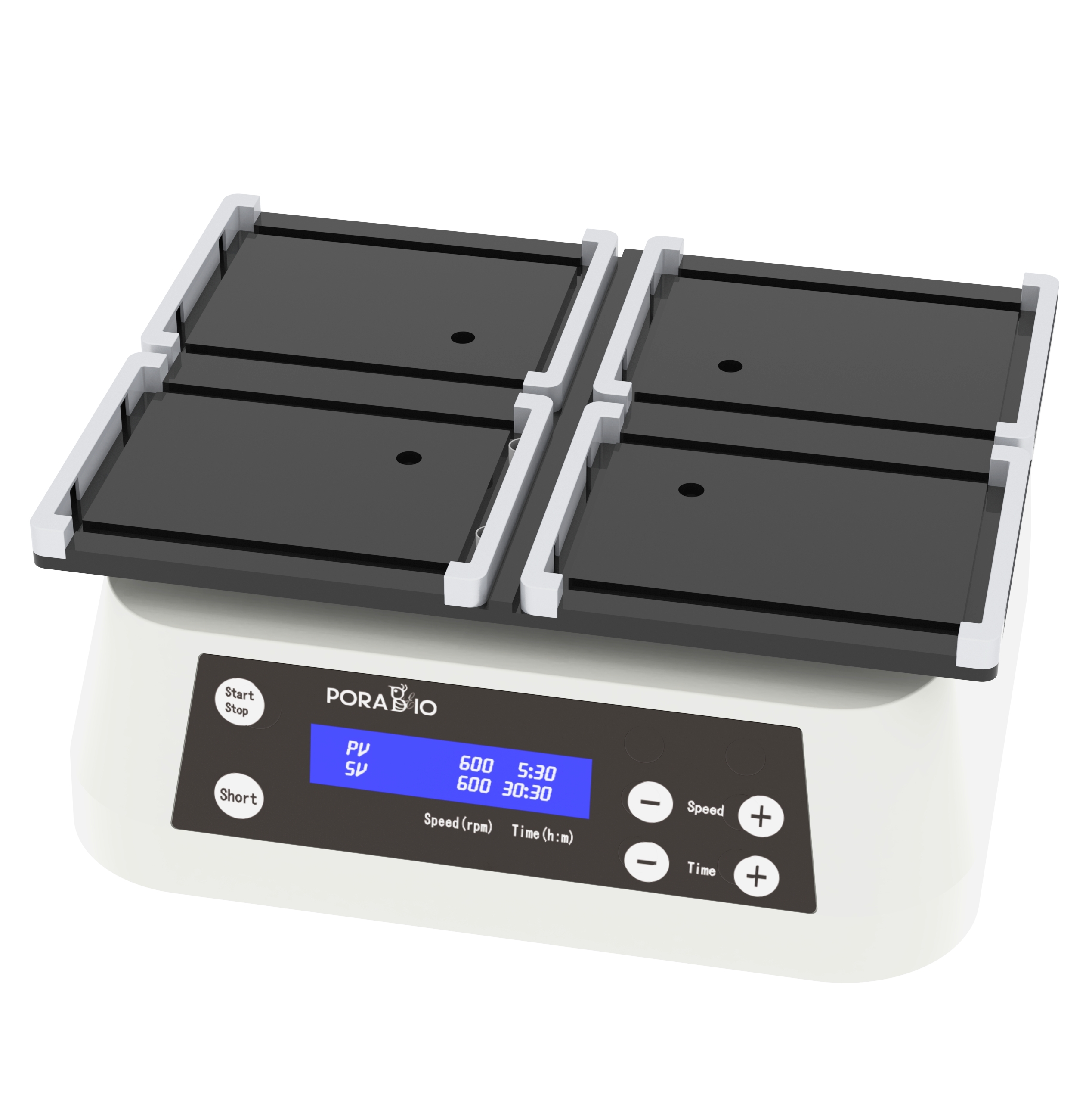 Microplate oscillator of four plates